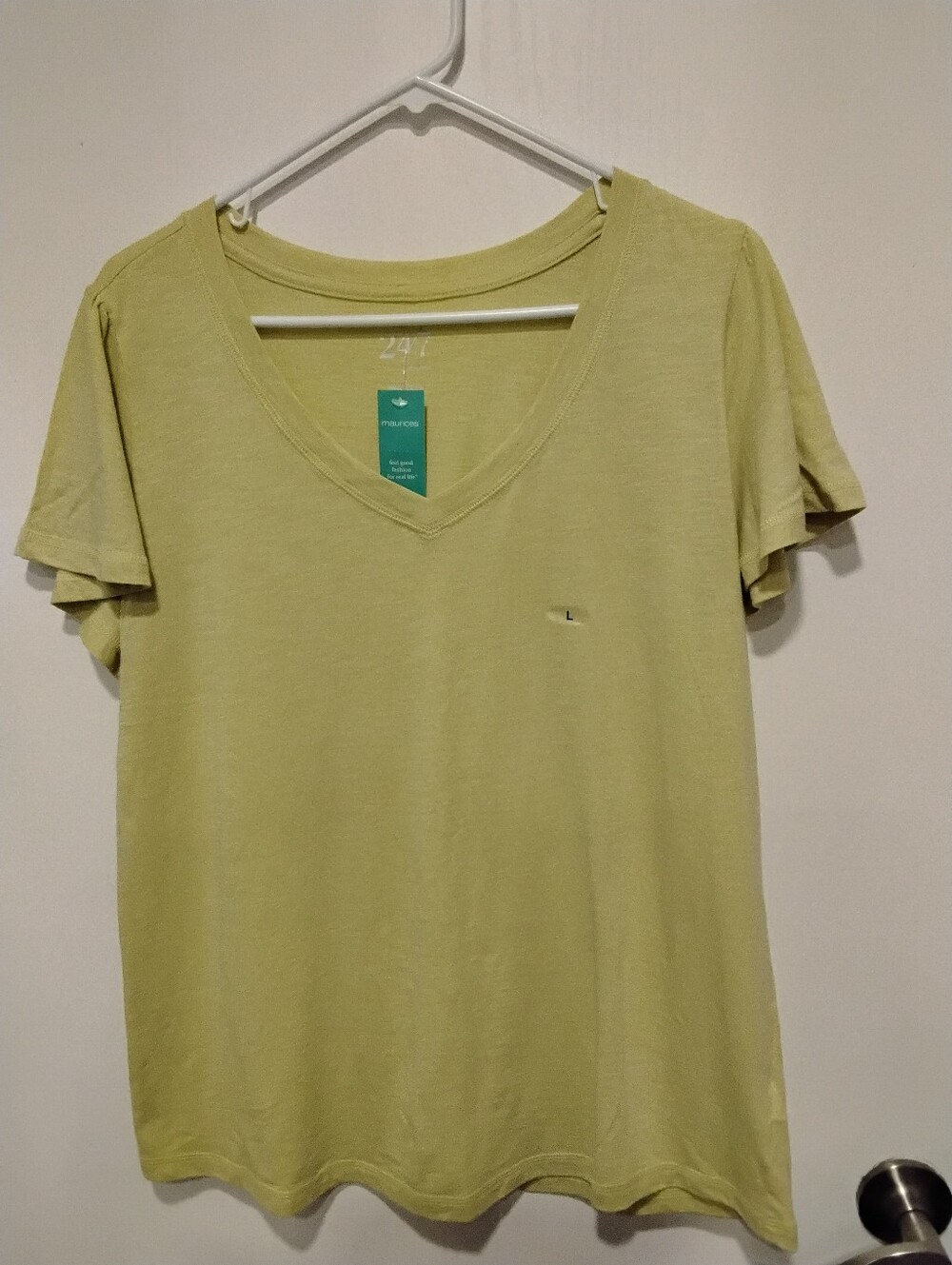 Maurices Short-Sleeve V-Neck Tee in Light Green